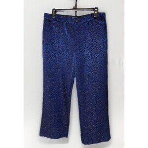 Banana Republic Blue Black Leopard Print Cropped Logan Dress Pant  Women’s Sz  8